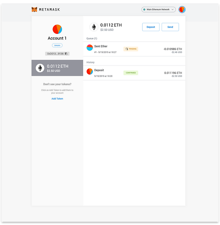 Return to the main screen and view recent transaction status